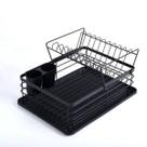 Escorredor Organizador de Louças Duplo Metal Moderno Fosco Alta Capacidade Resistente para Cozinha