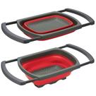 Escorredor Retangular Ajustável Retrátil Em Silicone Vermelho