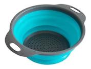 Escorredor Silicone De Alimentos Retrátil Azul Pequeno