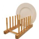 Escorredor Suporte Display Porta 6 Pratos Bambu
