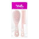 Escova Cerdas Macias Pente Infantil Bebês Crianças Rosa Recém Nascido Kit Higiene Menina Cuidados com o Cabelo Hair
