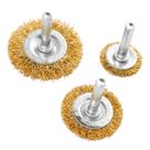 Escova Circular Aço Latonado Kit 3 Peças Haste Parafusadeira Escova Circular Aço Latonado Kit 3 Peças Haste Parafusadeira