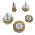 Escova Circular De Aço Kit 5 Peças Com Haste Para Furadeira