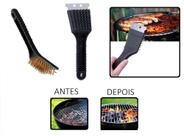 Escova com Espátula Brush Aço Inoxidável Limpeza Dupla Grill Grelha Churrasqueira