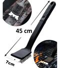 Escova De Aço 45cm Para Limpar Grelha Churrasqueiras Com Raspador Preto