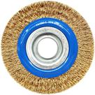 Escova de aço latonado circular ondulada 152,4 x 19 mm com furo