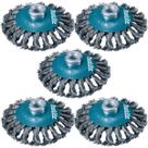 Escova de Aço Tipo Cônica Fio Trançado 100mm M14 Makita D-55407 - 5 Unidades