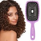 Escova de cabelo Curl Keeper Flexy, roxa Escova de cabelo desembaraçadora com cerdas flexíveis para usar no chuveiro, pentear os cachos e remover emaranhados Acessórios de cabelo leves para todos os tipos de cabelo