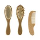 Escova De Cabelo De Madeira Para Bebês Recém-Nascidos, Pente De Lã Natural, Massageador De Cabeça