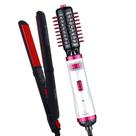 Escova De Cabelo Gama Italy Profissional Rotativa 1100w Secadora Alisadora Rosa Bivolt Prancha Cerâmica 210ºc