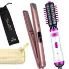 Escova De Cabelo Gama Italy Profissional Rotativa 1100w Secadora Alisadora Rosa Bivolt Prancha Cerâmica 450ºf