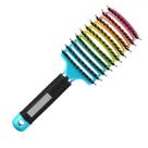 Escova de Cabelo Raquete Térmica Curva Profissional Desembaraça com Cerdas Mistas de Javali e Nylon Cabo de Borracha