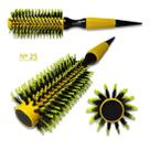 Escova De Cabelo Térmica Amarela Cerdas De Javali Mista Madeira Ref. 25