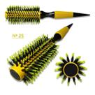 Escova De Cabelo Térmica Amarela Cerdas De Javali Mista Madeira Ref. 25