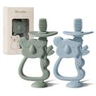 Escova de dentes de silicone 360 Teether Moonkie, pacote com 2 unidades