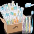Escova de dentes descartável Maxcheck Colorful Prepasted, pacote com 60 Escova de dentes descartável Maxcheck Colorful Prepasted, pacote com 60