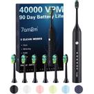 Escova de dentes elétrica 7AM2M Sonic para adultos e crianças com 6 cabeças