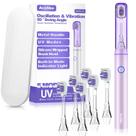 Escova de dentes elétrica Acelike Metal com modo UV 5 modos 6 cabeças
