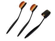 Escova de dentes, pincel de maquiagem, pincel de base WOIWO, 3 peças, preto