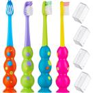 Escova de dentes Trueocity Kids Toddler, cerdas macias, 3 a 10 anos, pacote com 4