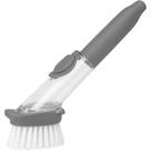 Escova de Limpeza 2 em 1 com Botão Dispenser Detergente Sabão Esponja Limpa Louça Prato Panela Cozinha Cerdas Resistentes Duráveis Cabo Ergonômico