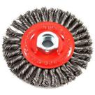 Escova de rodas de arame Forney 4" com mandril 5/8-11 Escova de rodas de arame Forney 4" com mandril 5/8-11