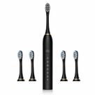 Escova Dental Elétrica Recarregável com 4 Cabeças Vibração Sônica, Remove Placa e Protege Gengivas Sensíveis