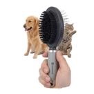 Escova Dupla 2 em 1 para Pet Cachorro Dog e Gato com Gel Desembaraça e Remove Pelos