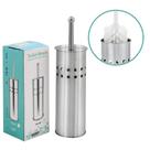 Escova e Suporte para Vaso Sanitário, em Aço Inoxidável Cromado Prateado De Chão com Tampa para Maior Higiene Escova e Suporte para Vaso Sanitário, em Aço Inoxidável Cromado Prateado De Chão com Tampa para Maior Higiene