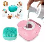 Escova Para Cachorros De Banho Bucha Silicone C/ Dispenser Cor Amarelo