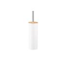 Escova sanitaria c/ tampa de bambu e suporte soft branco