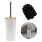 Escova Sanitária Com Suporte Porta Escova Tampa Bambu