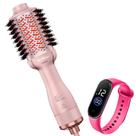 Escova Secadora Alisadora Britania Ions Tourmaline 4 Em 1 1300w Tube Rose Bivolt Relógio Led