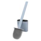 Escova Silicone Limpar Vaso Sanitário Privada Quina Banheiro em Silicone com Base Suporte (Azul)