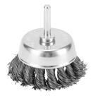 Escova tipo copo aco carbono haste 6mm 65mm torcido 1pc mtx