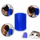 Escova Tira Pelos Pet Parede Gatos Com Catnip Massagem Azul