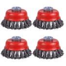 Escova Wire Cup WENORA para rebarbadora de 3 polegadas, pacote com 4