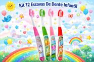 Escovas De Dente Macia Infantil Com Capa Protetora Kit Com 12 Unidades Personagens Colorida Criança