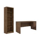 Escritório com Mesa para Computador e Armário Nogal - FdECOR Escritório com Mesa para Computador e Armário Nogal - FdECOR