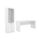 Escritório com Mesa para Computador Simples e Armário c/ Prateleiras 2 portas Branco - FdECOR