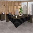 Escritório Completo 3 Gavetas 6098 Charuto/Preto - Artany Móveis