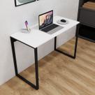 Escrivaninha 0,90m Branca e Preta de Madeira e Metal para Home Office Moderna Compacta e Resistente
