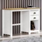 Escrivaninha 110cm 2 Gavetas Home Office Lázio Branco/Freijó F07 - Mpozenato