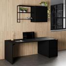 Escrivaninha 1,7m c/ Balcão Lateral Nicho e Armário Aéreo F5