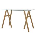 Escrivaninha ANM2737M Anima Office Tampo de Vidro 120 x 60 cm Base em Metal Pintura Cor Madeira