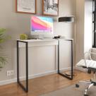Escrivaninha Aparador Mesa Industrial Compacta Escritório Home Office Estudo Sala Pequena 90x76x45 MDP Branco Base Ferro