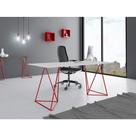Escrivaninha Bela Vista Cavalete Tampo Branco Base Ferro Vermelho