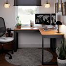 Escrivaninha Berlim em L 120x120cm Mesa para Computador Home Office Canto Industrial Moderna para Escritório Gamer com Tampo Amplo 45cm