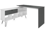 Escrivaninha Com 1 Porta e 5 Nichos Artany Dubai Cor Grafito com Branco