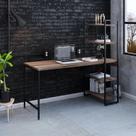 Escrivaninha com Estante 4 Prateleiras Estilo Industrial 150cm Active Yescasa